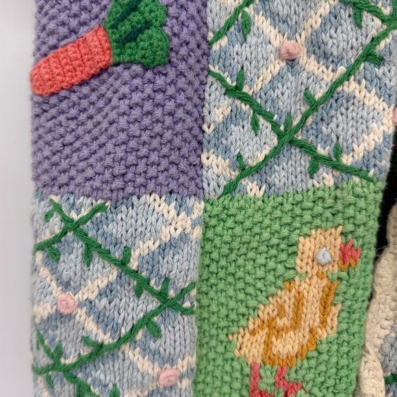 Vintage Crochet Storytelling Spring Bunny Chicks Cardigan Size L Eagle Eye 1995 - Picture 16 of 16